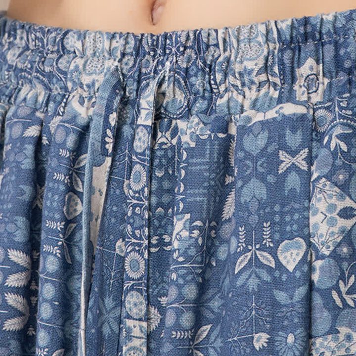 Buddha Stones Summer Boho Casual Drawstring Floral Capri Pants Men's Wide Leg Pants With Pocket - image 10