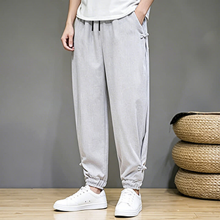 Buddha Stones Summer Casual Minimalist Drawstring Solid Capri Pants Men's Tapered Pants With Pocket - image 10