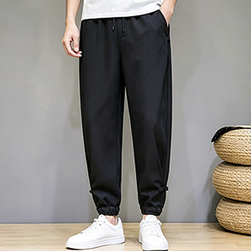 Buddha Stones Summer Casual Minimalist Drawstring Solid Capri Pants Men's Tapered Pants With Pocket - image 20