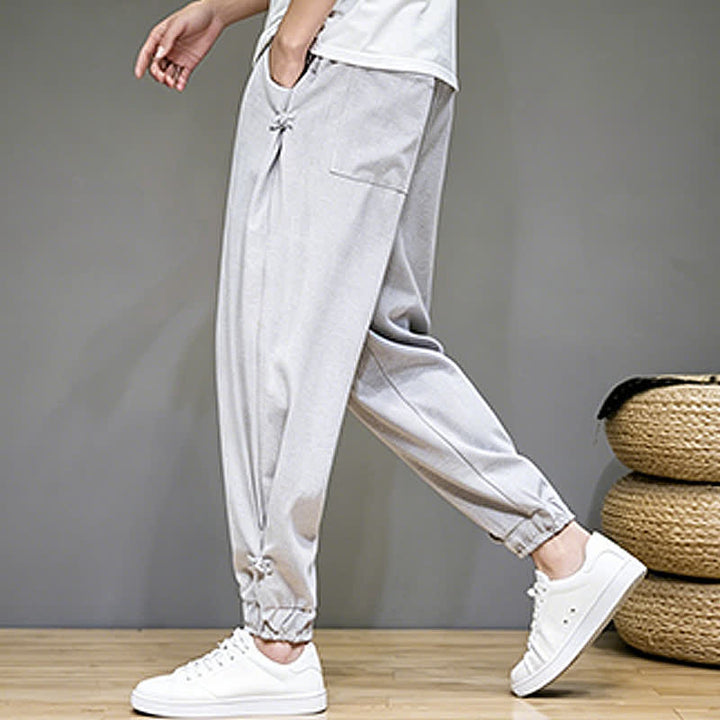Buddha Stones Summer Casual Minimalist Drawstring Solid Capri Pants Men's Tapered Pants With Pocket - image 4