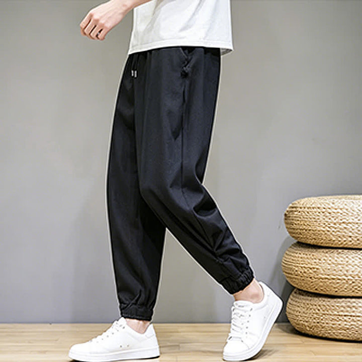 Buddha Stones Summer Casual Minimalist Drawstring Solid Capri Pants Men's Tapered Pants With Pocket - image 21