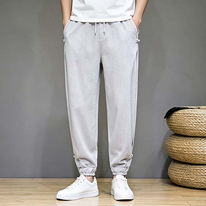 Buddha Stones Summer Casual Minimalist Drawstring Solid Capri Pants Men's Tapered Pants With Pocket - image 6