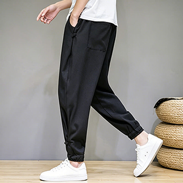 Buddha Stones Summer Casual Minimalist Drawstring Solid Capri Pants Men's Tapered Pants With Pocket - image 19