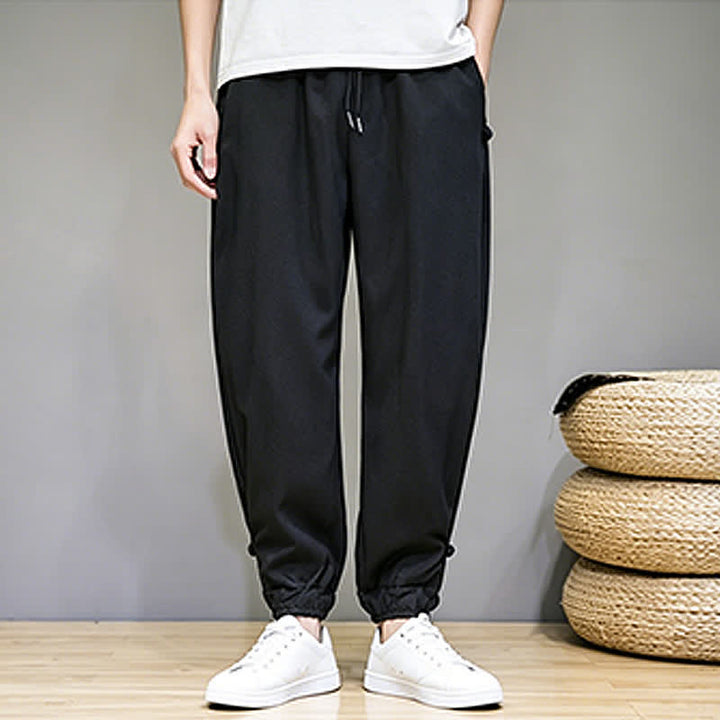 Buddha Stones Summer Casual Minimalist Drawstring Solid Capri Pants Men's Tapered Pants With Pocket - image 22