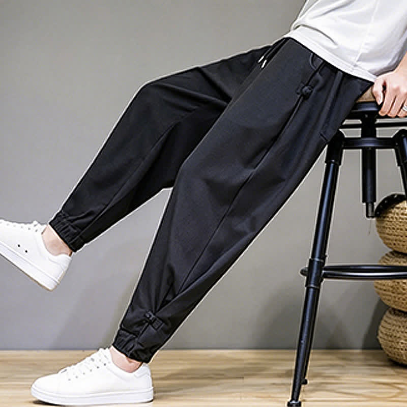 Buddha Stones Summer Casual Minimalist Drawstring Solid Capri Pants Men's Tapered Pants With Pocket - image 24