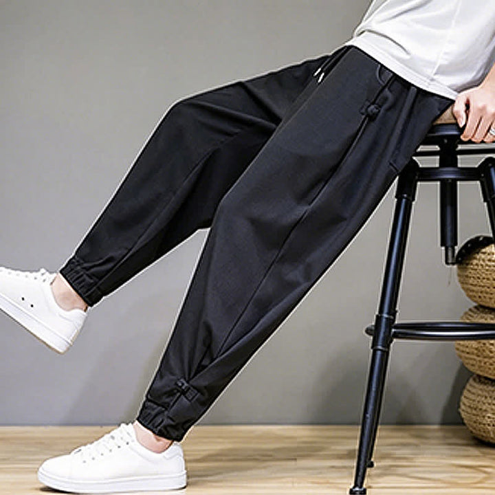 Buddha Stones Summer Casual Minimalist Drawstring Solid Capri Pants Men's Tapered Pants With Pocket - image 24