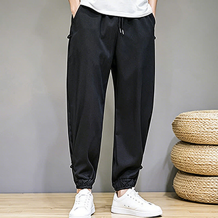 Buddha Stones Summer Casual Minimalist Drawstring Solid Capri Pants Men's Tapered Pants With Pocket - image 25