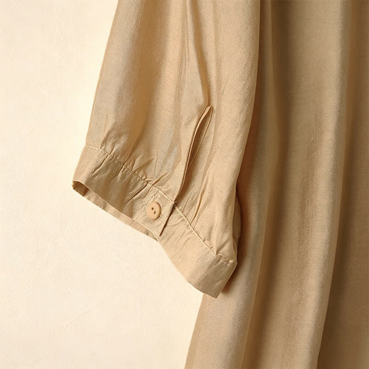 Buddha Stones Summer Elegant Vintage Button-up Solid Front Pleated Ruffle Women's Short Sleeve Shirts - image 18