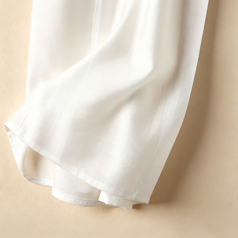 Buddha Stones Summer Elegant Vintage Button-up Solid Front Pleated Ruffle Women's Short Sleeve Shirts - image 27