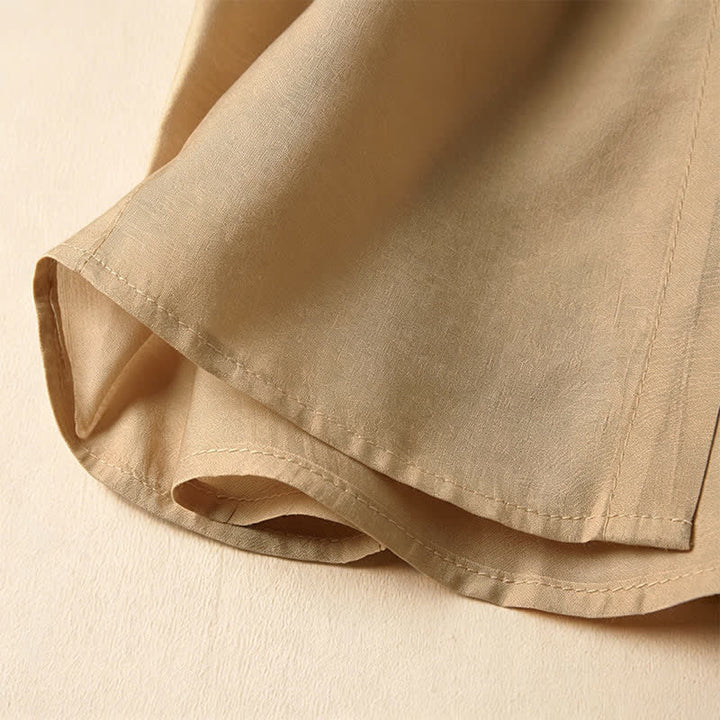 Buddha Stones Summer Elegant Vintage Button-up Solid Front Pleated Ruffle Women's Short Sleeve Shirts - image 19
