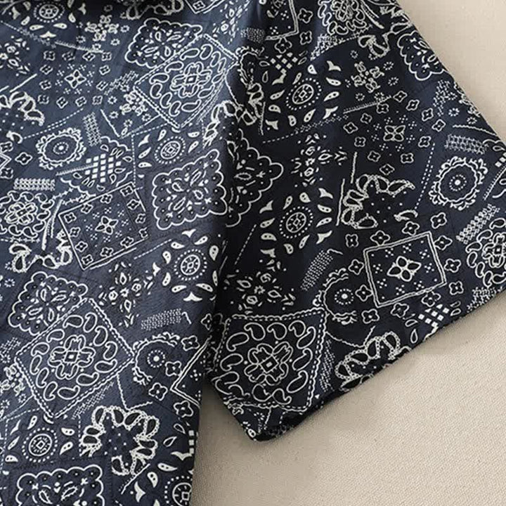 Buddha Stones Summer Casual Vintage Button-Up Geometric Women's Short Sleeve Knee Length Dress With Pockets - image 2