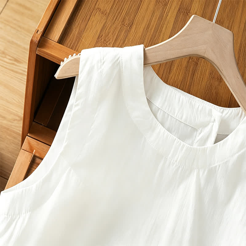 Buddha Stones Summer Casual Minimalist Solid Tank Top Irregular Back Design Women's Sleeveless Shirts - image 13
