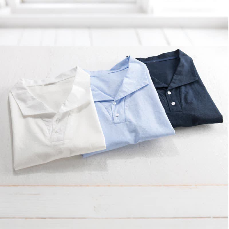 Buddha Stones Summer Casual Minimalist Button-Up Solid Lapel Men's Short Sleeve Shirts - image 14