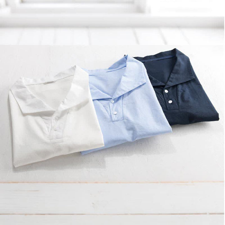 Buddha Stones Summer Casual Minimalist Button-Up Solid Lapel Men's Short Sleeve Shirts - image 14