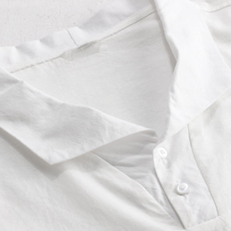 Buddha Stones Summer Casual Minimalist Button-Up Solid Lapel Men's Short Sleeve Shirts - image 8