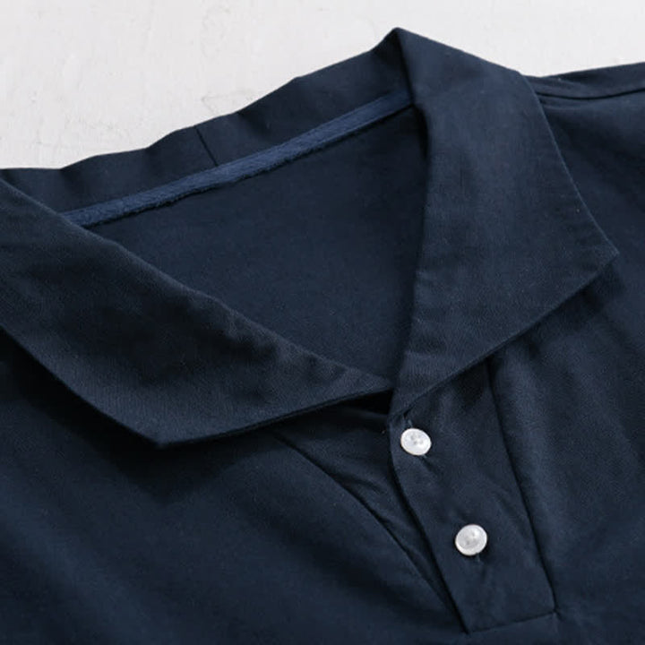 Buddha Stones Summer Casual Minimalist Button-Up Solid Lapel Men's Short Sleeve Shirts - image 10