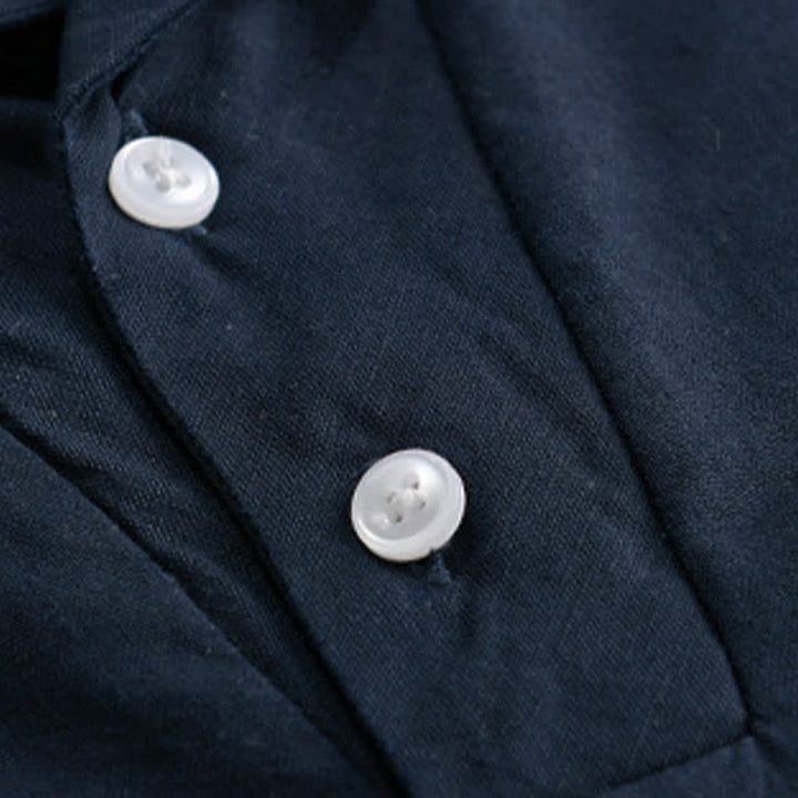 Buddha Stones Summer Casual Minimalist Button-Up Solid Lapel Men's Short Sleeve Shirts - image 11