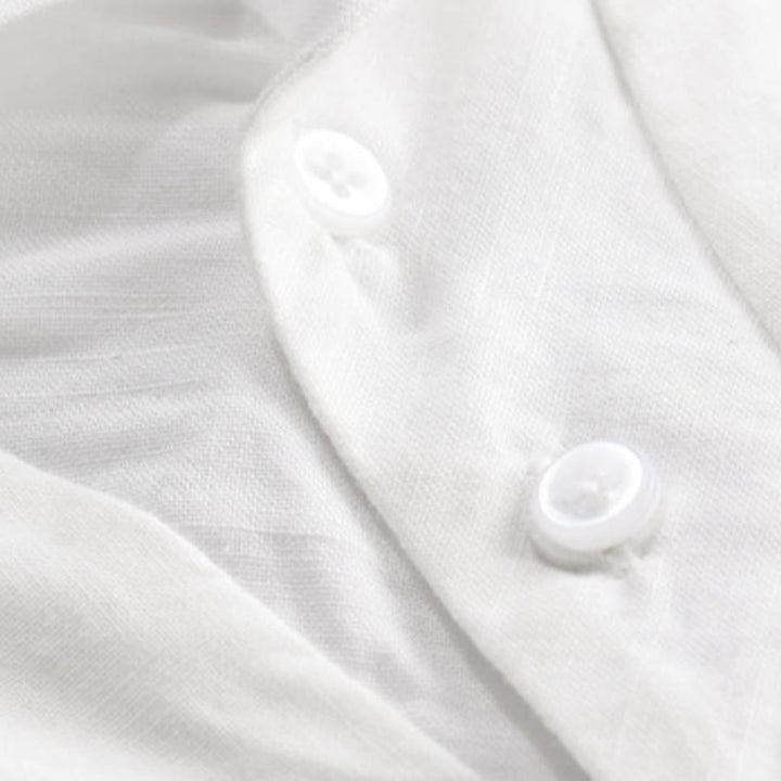 Buddha Stones Summer Casual Minimalist Button-Up Solid Lapel Men's Short Sleeve Shirts - image 7