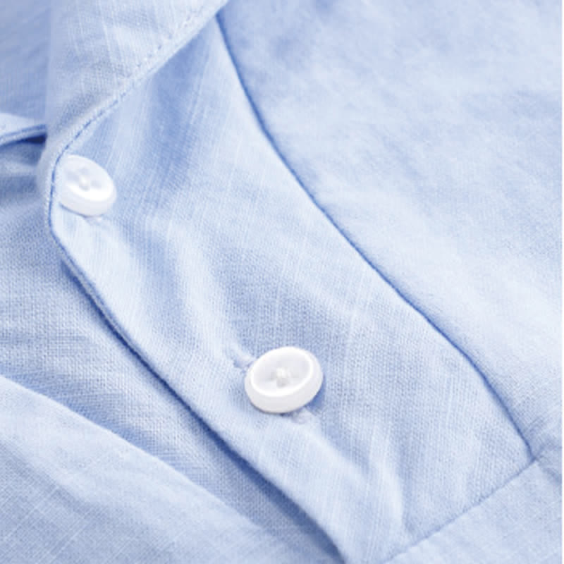 Buddha Stones Summer Casual Minimalist Button-Up Solid Lapel Men's Short Sleeve Shirts - image 3