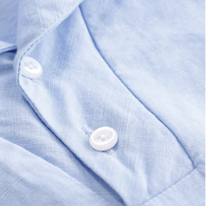 Buddha Stones Summer Casual Minimalist Button-Up Solid Lapel Men's Short Sleeve Shirts - image 3