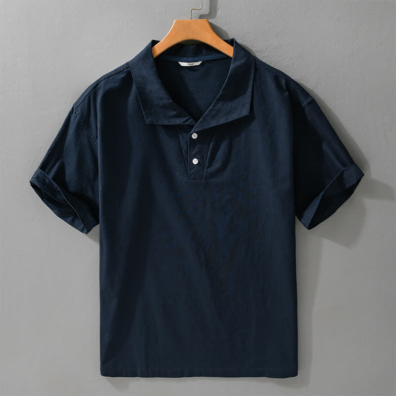 Buddha Stones Summer Casual Minimalist Button-Up Solid Lapel Men's Short Sleeve Shirts - MidnightBlue - US/UK/AU42，EU52 (3XL) - image 9