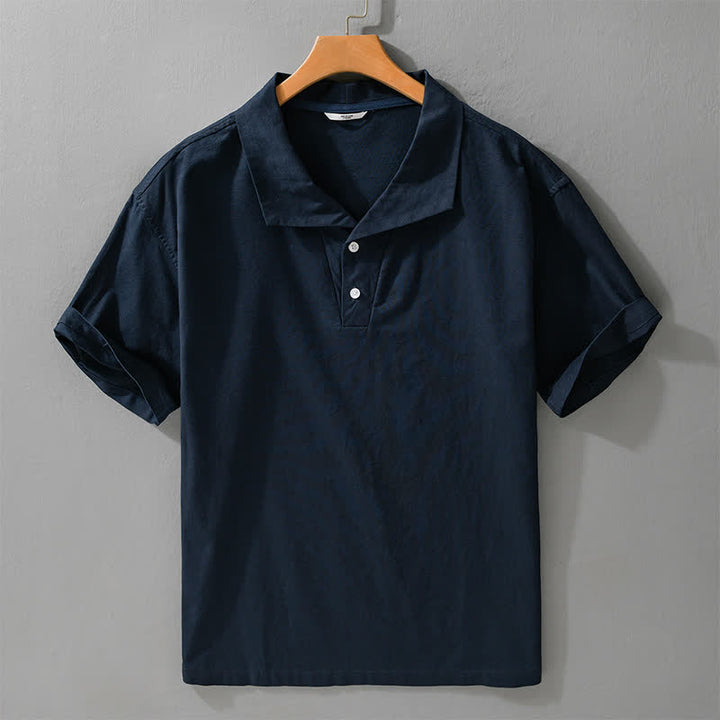 Buddha Stones Summer Casual Minimalist Button-Up Solid Lapel Men's Short Sleeve Shirts - MidnightBlue - US/UK/AU42，EU52 (3XL) - image 9