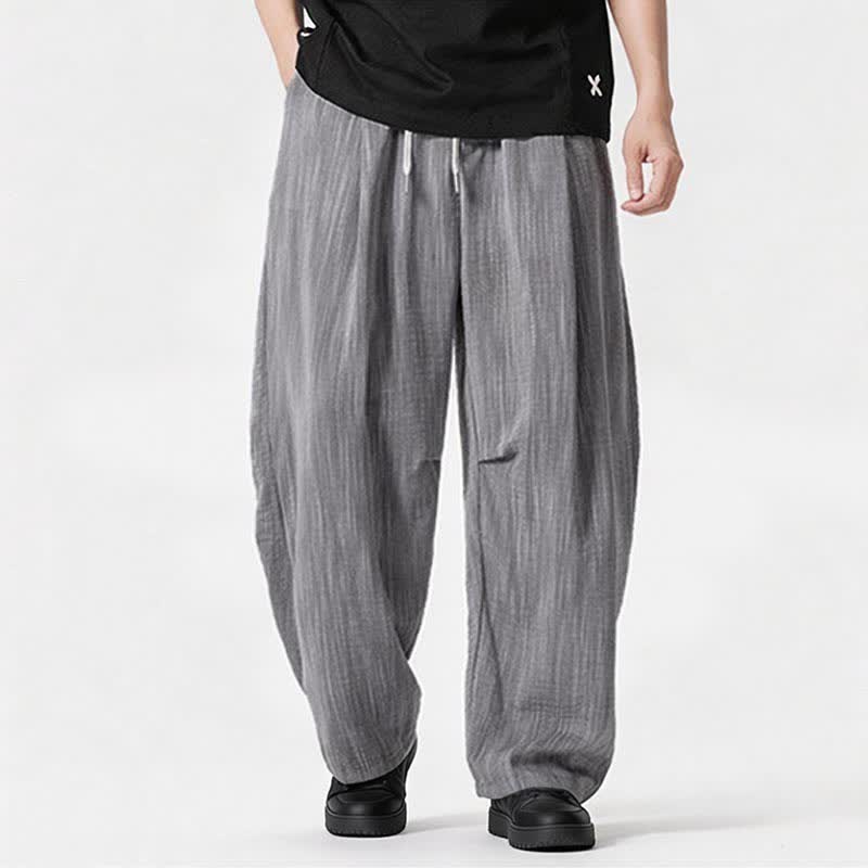 Buddha Stones Spring Summer Casual Minimalist Drawstring Solid Long Pants Men's Straight Leg Pants With Pocket - Gray - US/UK/AU46，EU56 (5XL) - image 23