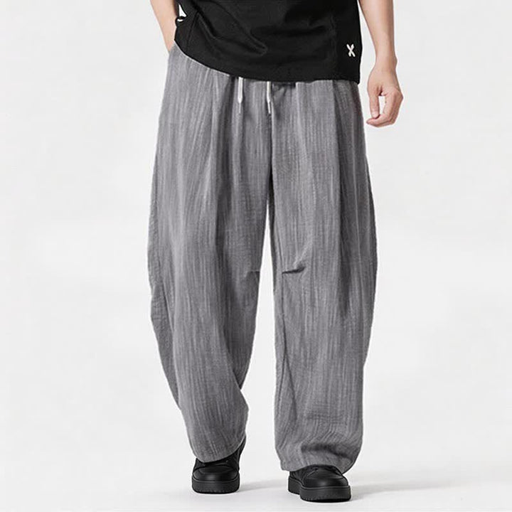 Buddha Stones Spring Summer Casual Minimalist Drawstring Solid Long Pants Men's Straight Leg Pants With Pocket - Gray - US/UK/AU46，EU56 (5XL) - image 23