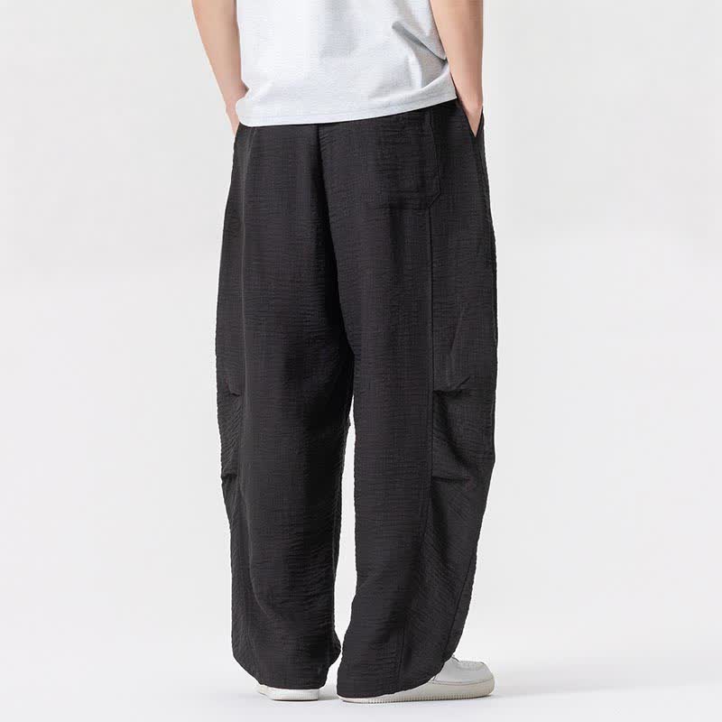 Buddha Stones Spring Summer Casual Minimalist Drawstring Solid Long Pants Men's Straight Leg Pants With Pocket - image 36