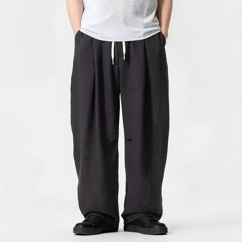 Buddha Stones Spring Summer Casual Minimalist Drawstring Solid Long Pants Men's Straight Leg Pants With Pocket - Black - US/UK/AU46，EU56 (5XL) - image 35