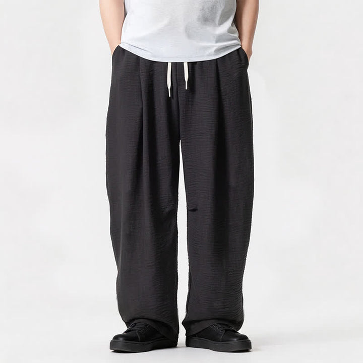 Buddha Stones Spring Summer Casual Minimalist Drawstring Solid Long Pants Men's Straight Leg Pants With Pocket - Black - US/UK/AU46，EU56 (5XL) - image 35