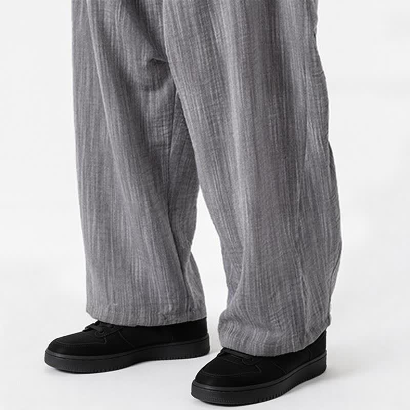 Buddha Stones Spring Summer Casual Minimalist Drawstring Solid Long Pants Men's Straight Leg Pants With Pocket - image 24