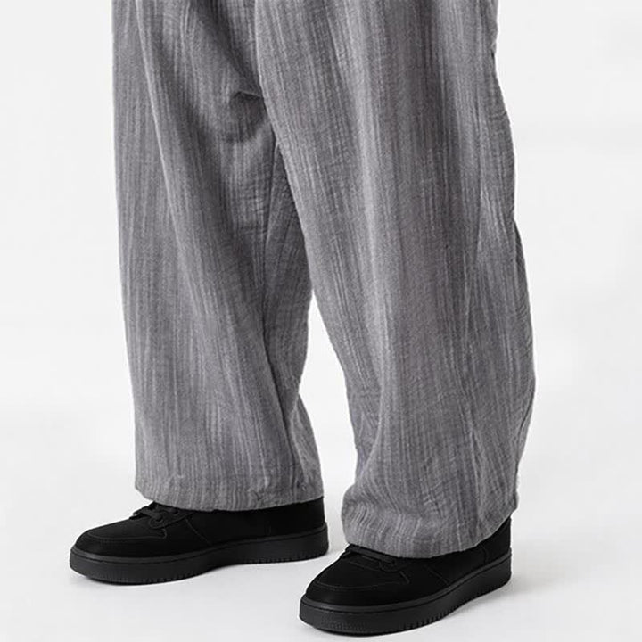 Buddha Stones Spring Summer Casual Minimalist Drawstring Solid Long Pants Men's Straight Leg Pants With Pocket - image 24