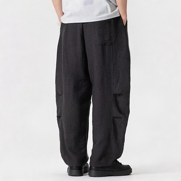 Buddha Stones Spring Summer Casual Minimalist Drawstring Solid Long Pants Men's Straight Leg Pants With Pocket - image 39