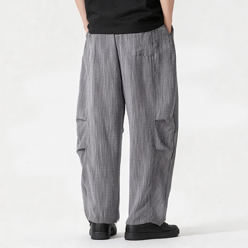 Buddha Stones Spring Summer Casual Minimalist Drawstring Solid Long Pants Men's Straight Leg Pants With Pocket - image 31