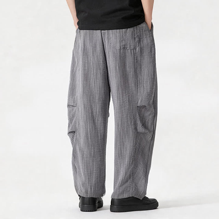 Buddha Stones Spring Summer Casual Minimalist Drawstring Solid Long Pants Men's Straight Leg Pants With Pocket - image 31
