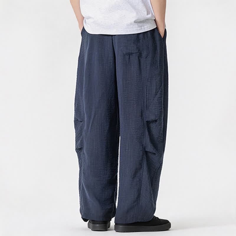 Buddha Stones Spring Summer Casual Minimalist Drawstring Solid Long Pants Men's Straight Leg Pants With Pocket - image 6
