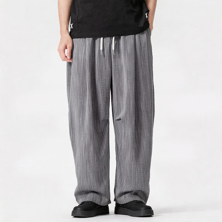 Buddha Stones Spring Summer Casual Minimalist Drawstring Solid Long Pants Men's Straight Leg Pants With Pocket - image 25