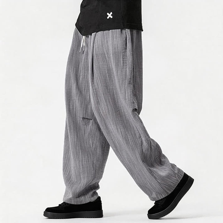 Buddha Stones Spring Summer Casual Minimalist Drawstring Solid Long Pants Men's Straight Leg Pants With Pocket - image 26