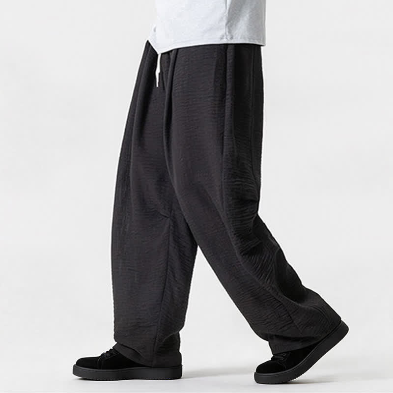 Buddha Stones Spring Summer Casual Minimalist Drawstring Solid Long Pants Men's Straight Leg Pants With Pocket - image 38