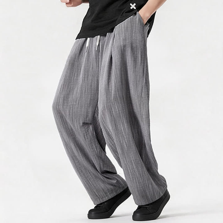 Buddha Stones Spring Summer Casual Minimalist Drawstring Solid Long Pants Men's Straight Leg Pants With Pocket - image 28