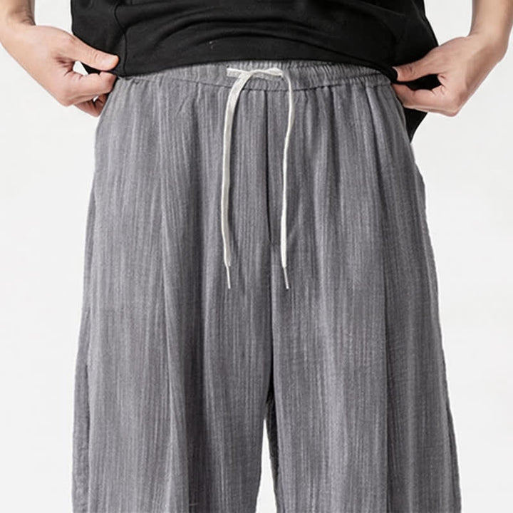 Buddha Stones Spring Summer Casual Minimalist Drawstring Solid Long Pants Men's Straight Leg Pants With Pocket - image 33