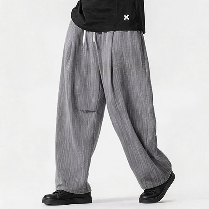 Buddha Stones Spring Summer Casual Minimalist Drawstring Solid Long Pants Men's Straight Leg Pants With Pocket - image 29