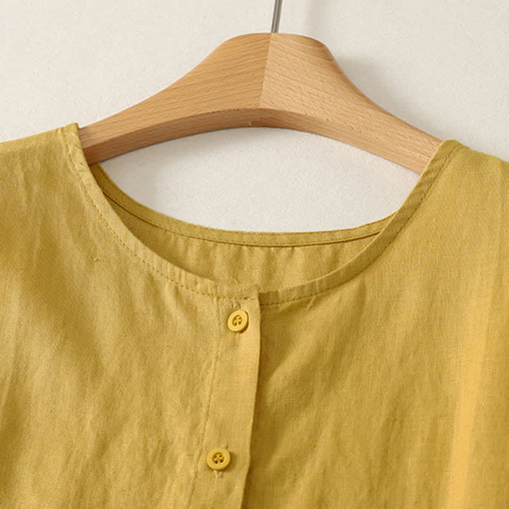 Buddha Stones Summer Casual Minimalist Button-Up Geometric Women's Sleeveless Shirts Tank Top - image 1