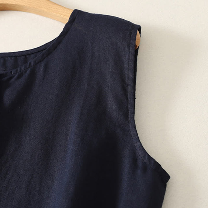 Buddha Stones Summer Casual Minimalist Button-Up Geometric Women's Sleeveless Shirts Tank Top - image 5