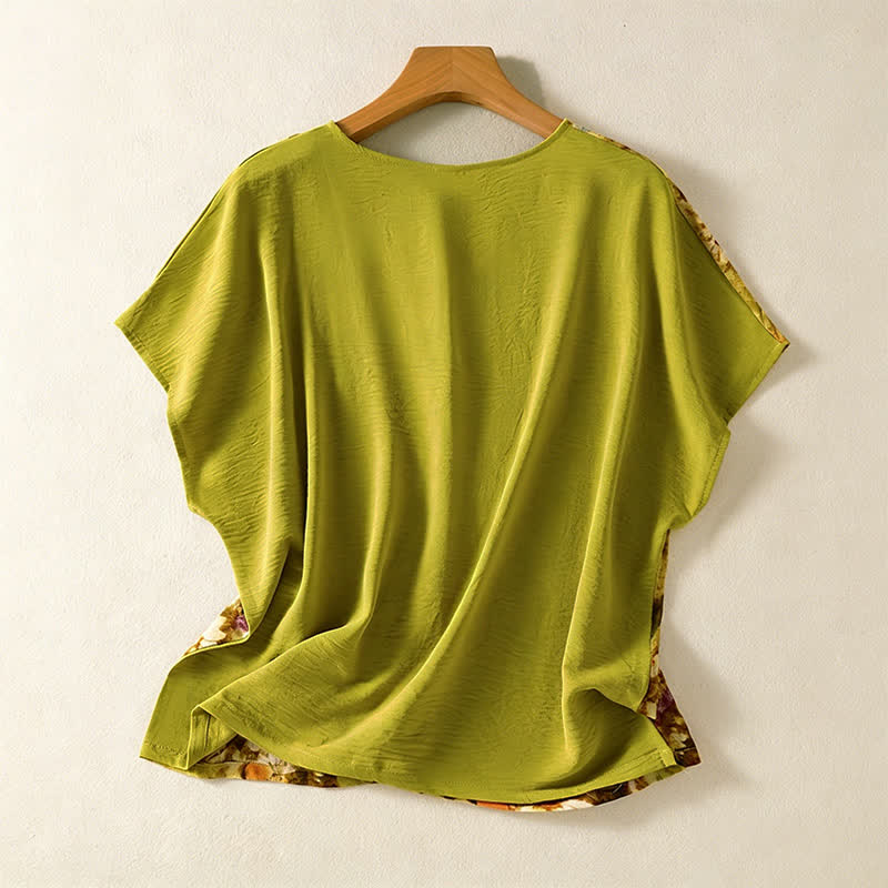 Buddha Stones Summer Casual Vintage Tang Style Pankou Floral Sunflowers Women's Short Sleeve Shirts - image 1
