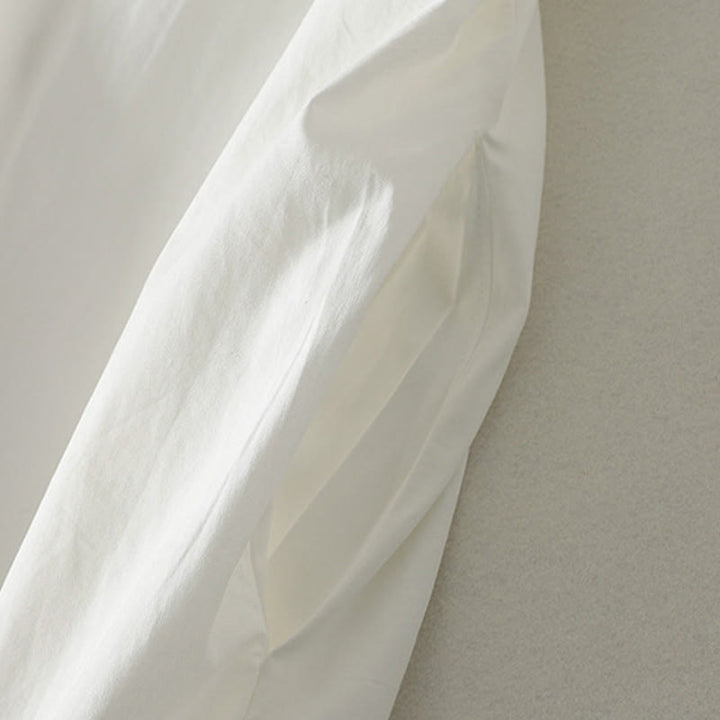Buddha Stones Summer Casual Elegant Tie Neck Solid Ruffled Hem Women's Short Sleeve Dress - image 8