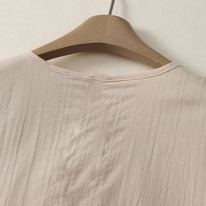 Buddha Stones Summer Casual Minimalist Solid Crew Neck Women's Short Sleeve Dresses With Pockets - image 3