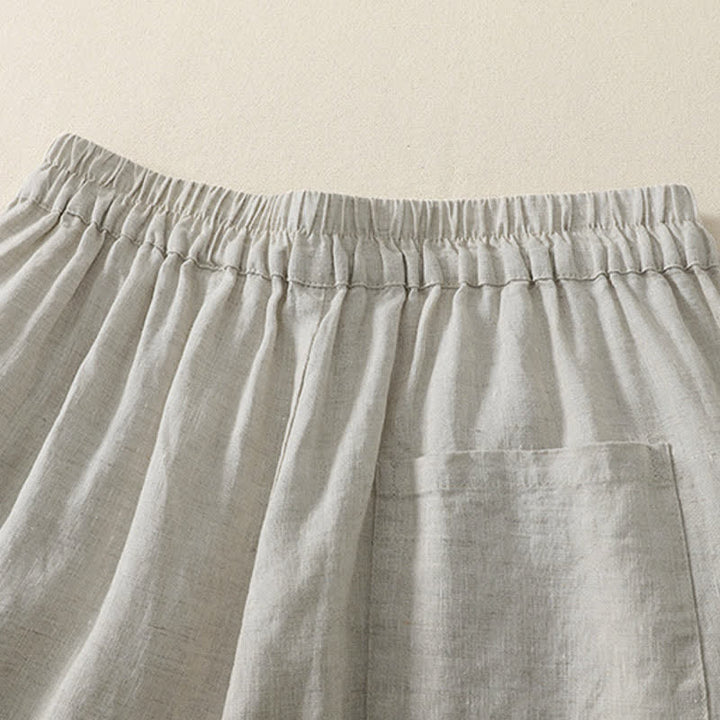 Buddha Stones Summer Casual Minimalist Solid Cropped Pants Pleated Women's Harem Pants With Pockets - image 5