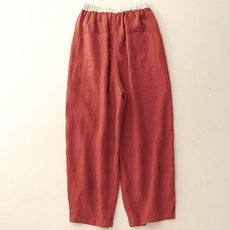 Buddha Stones Summer Casual Minimalist Drawstring Solid Ankle Pants Women's Straight Leg Pants With Pockets - image 14